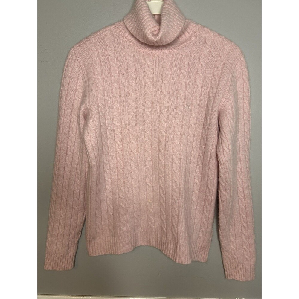 Lauren Ralph Lauren 100% Cashmere Cable Knit Turtleneck Sweater Fisherman PMed